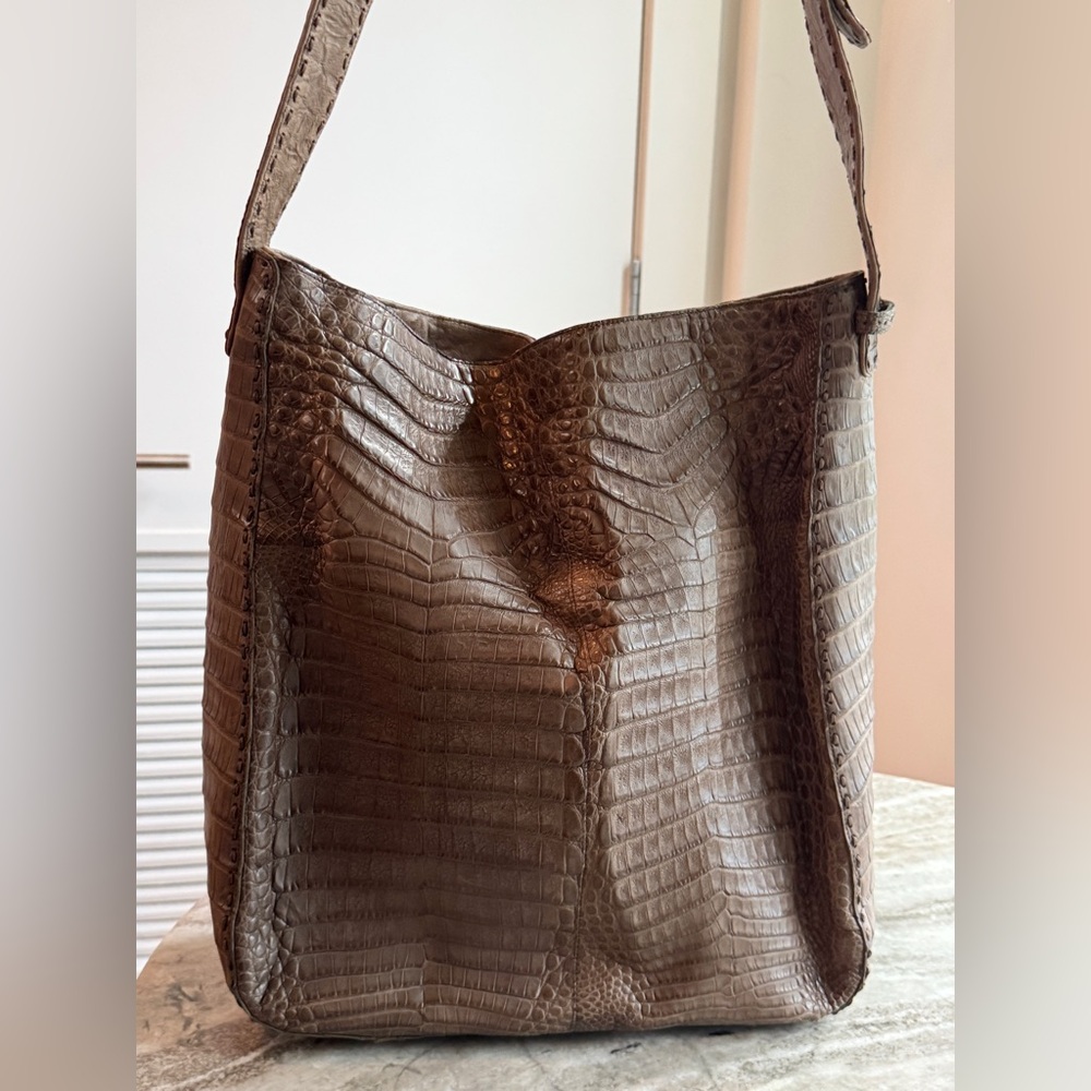 Christiansen 100% Genuine Crocodile Skin Messenger Tote Crossbody Bag Luxury